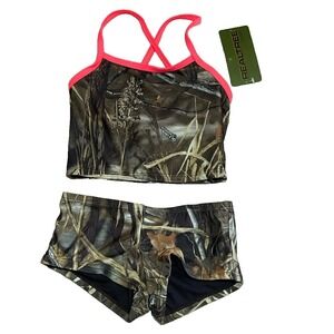 New Girls Camo Two Piece Swimsuit Tankini Set Kids Summer Pool Beach With Tags